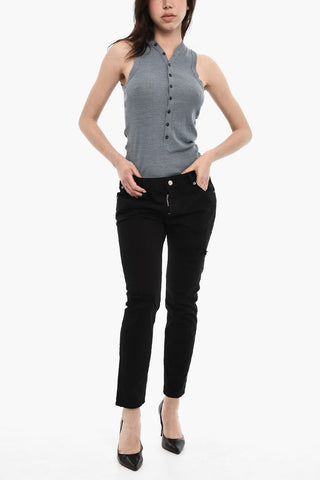 Jeans A Vita Alta Effetto Distressed