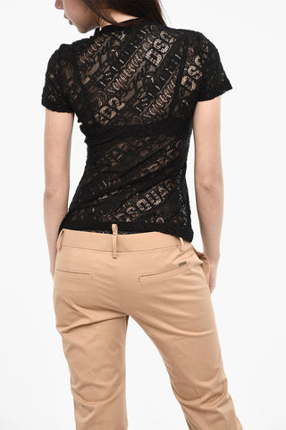 Top Openwork con Logo All-Over