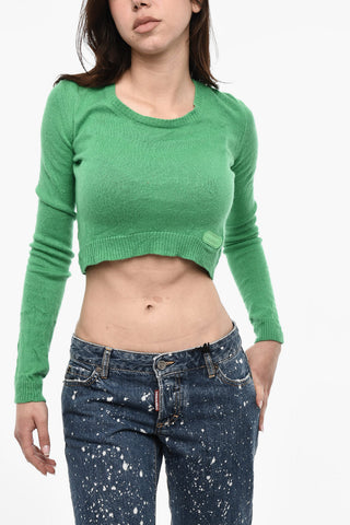 Cropped Cashmere Crew-Neck Sweater