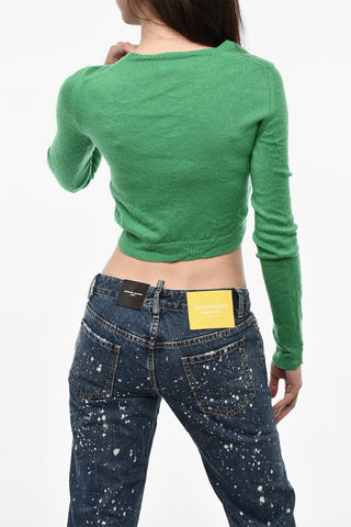 Cropped Cashmere Crew-Neck Sweater