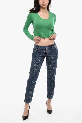 Cropped Cashmere Crew-Neck Sweater