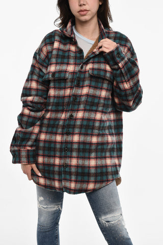 Checked Wool Blend Overshirt with Breast Pocket