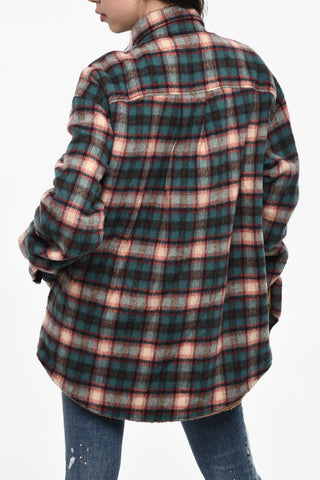 Checked Wool Blend Overshirt with Breast Pocket