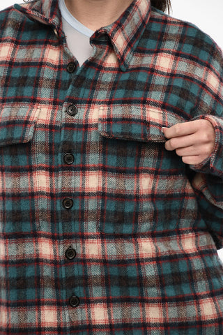 Checked Wool Blend Overshirt with Breast Pocket