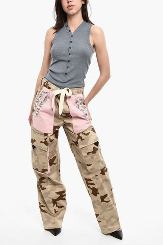 Camo Cargo Pants With Rhinestones Detail