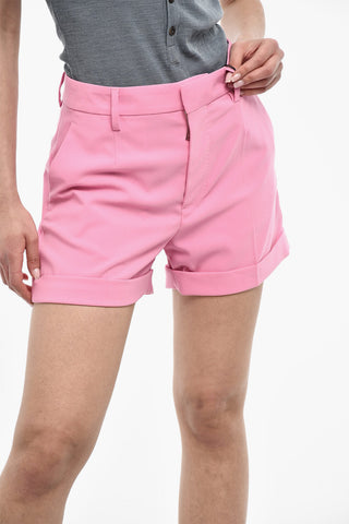 Crepe Fabric High Waisted Shorts