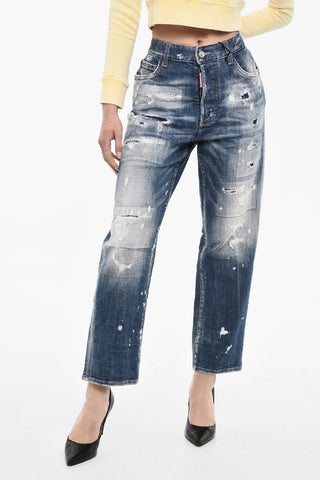 Jeans Acid Wash Distressed a Vita Alta