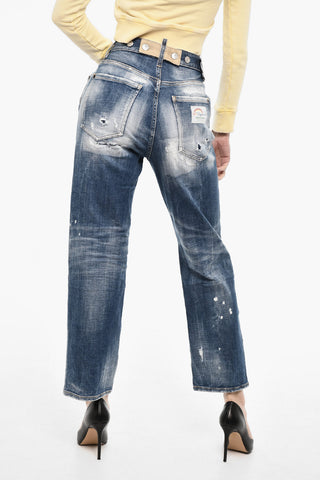 Jeans Acid Wash Distressed a Vita Alta