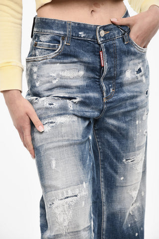 Jeans Acid Wash Distressed a Vita Alta