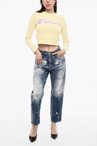 Jeans Acid Wash Distressed a Vita Alta