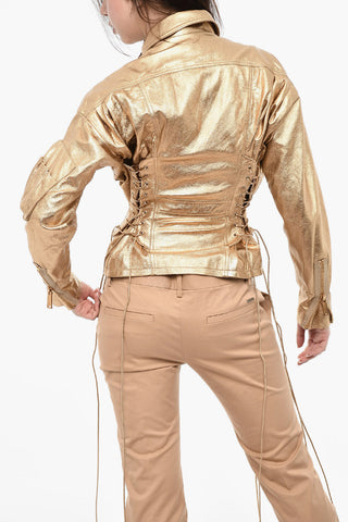 Slim Fit Metallic Leather Jacket
