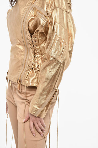 Slim Fit Metallic Leather Jacket