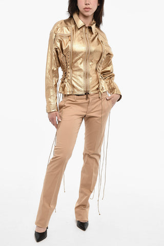 Slim Fit Metallic Leather Jacket