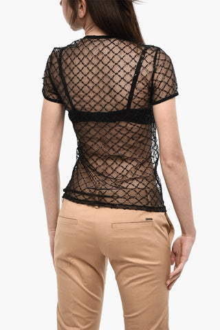 Sequined Sheer Top
