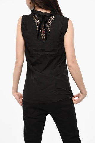 Sleeveless Blouse With Lace-Up Detail
