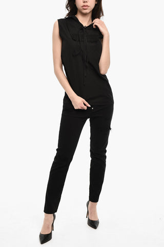 Sleeveless Blouse With Lace-Up Detail
