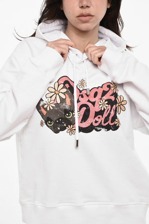 Felpa Hoodie in Cotone con Stampa Fronatale