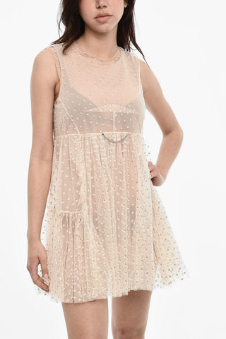 Glitter Mesh Flared Mini Dress