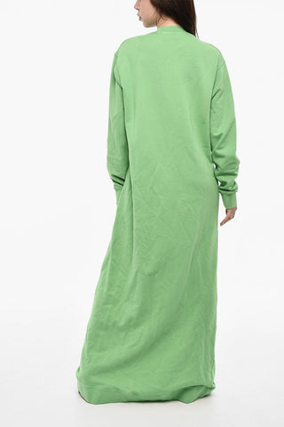 Brushed Sweatshirt Long Dress With Logo Print