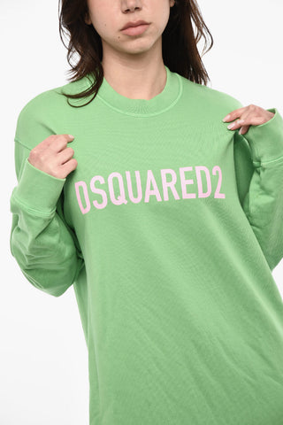 Brushed Sweatshirt Long Dress With Logo Print