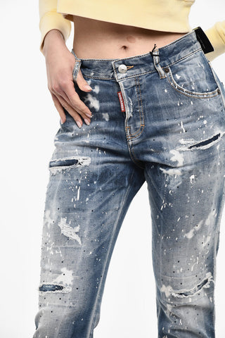 Rhinestone Distressed Jeans 