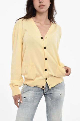 V-neck Cardigan With Double Breast Pockets