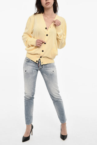 V-neck Cardigan With Double Breast Pockets