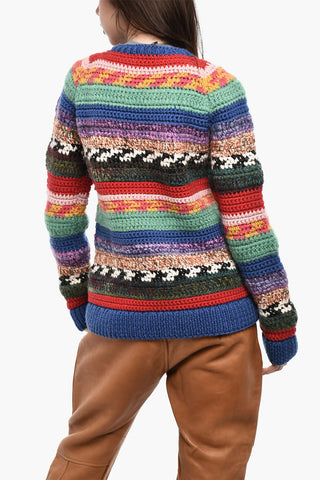 Multicolour Virgin Wool-Blend Crewneck Sweater