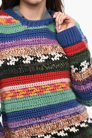 Multicolour Virgin Wool-Blend Crewneck Sweater