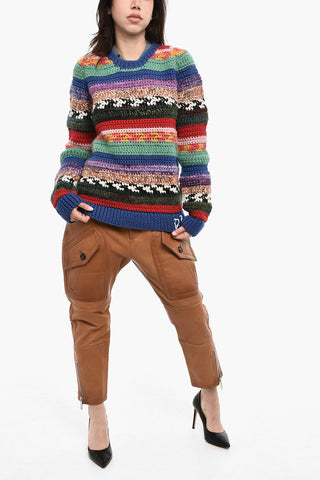 Multicolour Virgin Wool-Blend Crewneck Sweater
