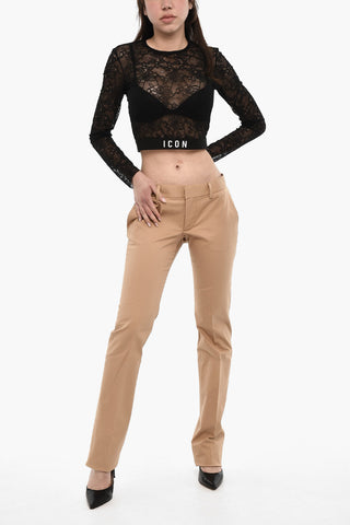 High Waist Straight Fit Cotton Pants