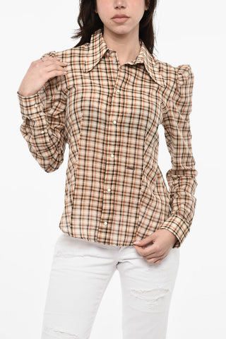 Cotton Checked Shirt with Snap Buttons