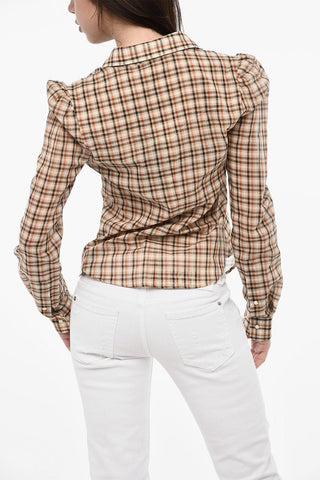 Cotton Checked Shirt with Snap Buttons