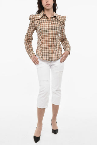 Camicia a Quadri in Cotone con Bottoni Automatici