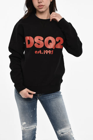 Cotton Crew-neck Sweatshirt with Frontal Print