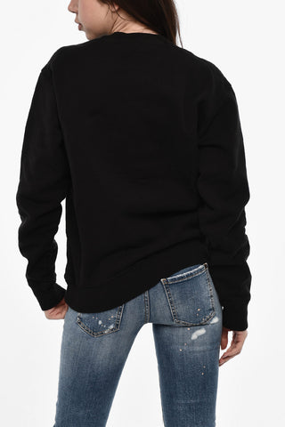 Cotton Crew-neck Sweatshirt with Frontal Print