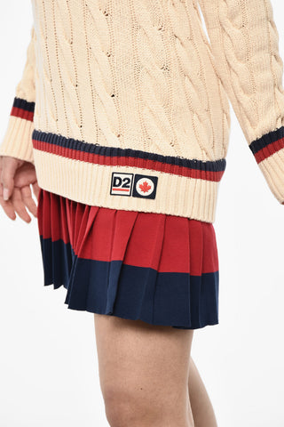 Vestito In Maglia Intrecciata Con Collo A V