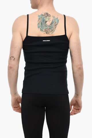 Ribbed Underwear Tank Top With Lace Detail