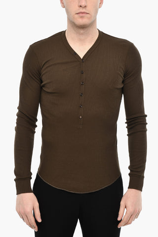 Lightweight Ribbed Underwear T-shirt with Buttons