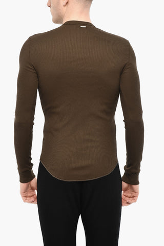 Lightweight Ribbed Underwear T-shirt with Buttons