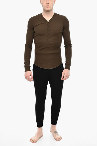 Lightweight Ribbed Underwear T-shirt with Buttons