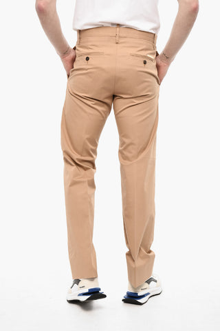 Pantaloni Chino Straight in Twill di Cotone con passanti