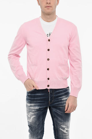 V-neck Lightweight Cardigan with Contrasting Buttons