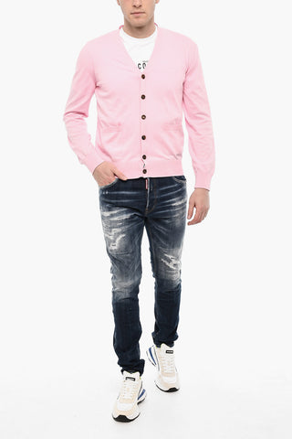 V-neck Lightweight Cardigan with Contrasting Buttons
