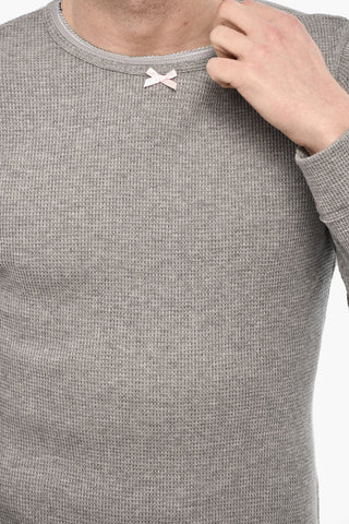 Long Sleeve Underwear Crew-neck T-shirt with Bow