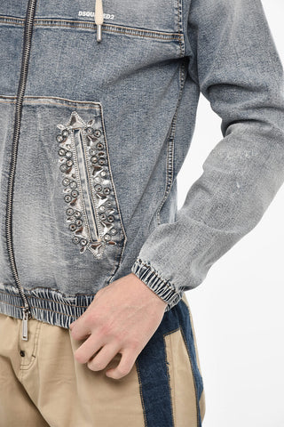 Vintage Effect Denim Jaket with Jewels