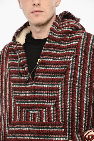 Hooded Padded Striped Wool Anorak
