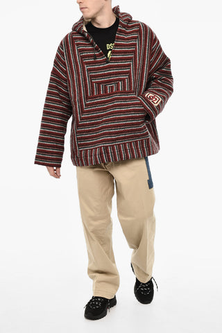 Hooded Padded Striped Wool Anorak