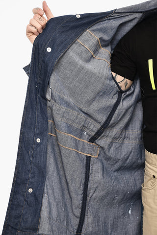 Vintage Effect Denim Parka With Utility Pockets