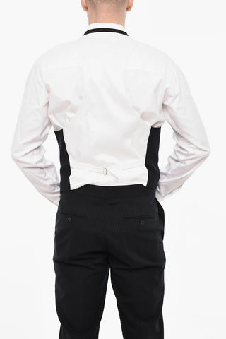 Abito 3 Pezzi Monopetto Gessato Con Tasche Ad Aletta